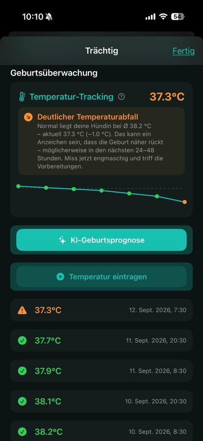Temperaturkurve vor der Geburt